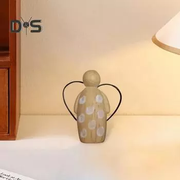 Ангел-хранитель в коробке для особенного друга, деревянная фигурка ангела ручной работы с проволочными крыльями, открытка с эмоциональной поддержкой, настольная статуэтка ангела для каминного столика 1pc