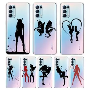 Ангел и дьявол для OPPO Reno7 SE 6 5 ZF 4G 5G Find X2 X3 Neo Lite Pro Plus прозрачный мягкий чехол для телефона Coque OPPO Reno5 F 4G