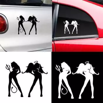 Ангел и дьявол сексуальная девушка водостойкая наклейка для декора автомобиля наклейка на автомобиль мотоцикл чёрный