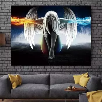 Ангел и Демон в скандинавском стиле, холст, живопись, художественная роспись, креативное украшение для дома, украшение для гостиной, комнаты, художественный постер 20*40cm No Frame