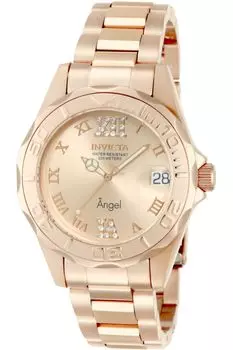 Angel Lady Quartz 38 мм Корпус из розового золота Ремешок из нержавеющей стали Циферблат из розового золота 14398 [Invicta] Женские [Товар]