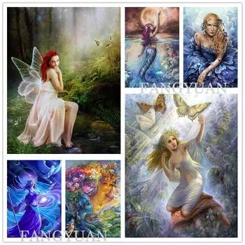 Ангел Лебедь Diy Алмазная картина Фэнтези Арт Фея Стразы Вышивка Наборы для вышивки крестом Девушка Декор комнаты Мозаика Настенные картины Full Round 20x30CM