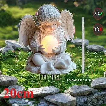 Ангел, плоский 2D, акриловые садовые колышки, подходят для украшения газона на открытом воздухе, террасы, цветочного горшка, подарки, вечеринки, Рождество, Хэллоуин 20