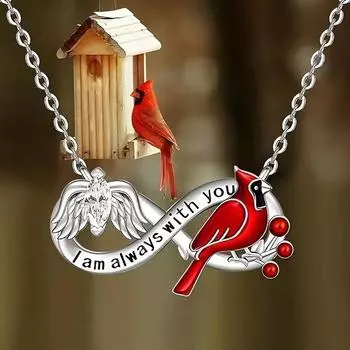 Angel Wings Red Silhouette Design Personalized Fashion Jewelry Exquisite Necklace Ladies with Dainty Chain and Clasp Infinity Pendant Handmade серебряный