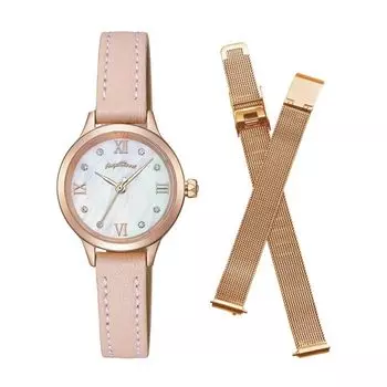 ANGELHEART Twinkle Time White Pearl Stainless Steel Solar 25mm Watch TTN25P-PK (Pink Gold) Women s