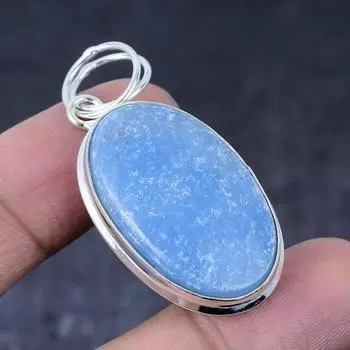 Angelite Stone Gemstone Handmade 925 Sterling Silver Jewelry Pendant 2.05 v9u15