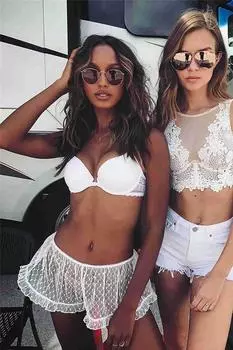 Angelsin Прозрачные пляжные шорты-парео из тюля, белые