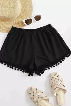 Angelsin Стильные шорты для плавания с помпонами, черные