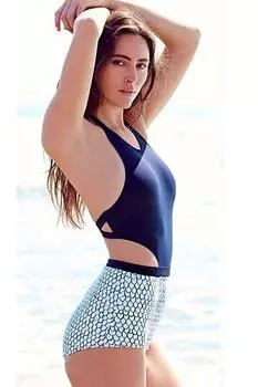 Angelsin Темно-синий купальник с высокой талией