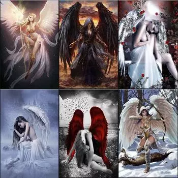 Ангелы и демоны Краска 5D Искусство и ремесла для взрослых Алмазная живопись Полный комплект Рисунок Абстрактная вышивка крестом с драгоценными камнями Full Round 20x30CM