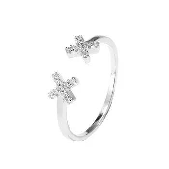 Английская буква X Кольцо с открытием Модное Студенческое Маленькое Свежее Личность Креативное Универсальное Блестящее Правильное или Неправильное Кольцо Женское opening adjustable