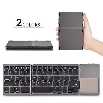 Английская мини-складная клавиатура с сенсорной панелью, беспроводная Bluetooth-совместимая клавиатура для iPad, телефона, планшета
