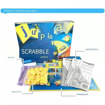 Английская версия Scrabble Word Game SCRABBLE Настольная игра Многопользовательская интерактивная игра на правописание букв Словарь синий