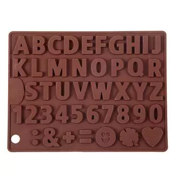 Английские буквы Силиконовая форма для шоколада Буквенно-цифровая конфета Бисквит Желе Лед Форма для выпечки Декор для торта Мыло Свечи Набор для изготовления Подарки коричневый
