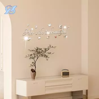 Английские буквы зеркальные акриловые настенные наклейки украшают гостиную украшение спальни настенные наклейки