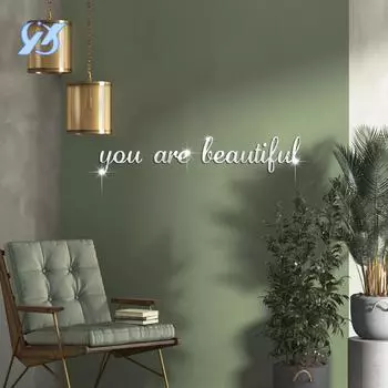 Английские цитаты акриловое зеркало трехмерная наклейка на стену фон самоклеящаяся