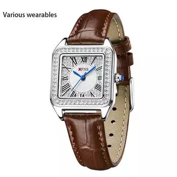 Английские модные водонепроницаемые часы с квадратной римской шкалой и бриллиантами