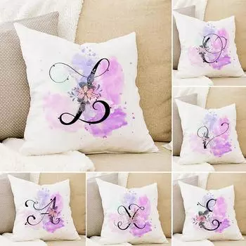 Английский алфавит ABC Печать Чехол для подушки Наволочка Декор Гостиная Диван Домашний Офис Подушки для спинки Чехол Сад Декоративный 450mm*450mm