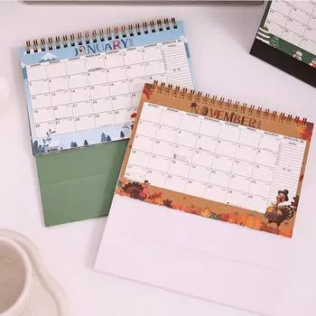 Английский настольный календарь 2025 Простая записная книжка Ежемесячный календарь Офисный рабочий стол Украшение Календарь Бесплатные заметки Менеджер времени чёрный