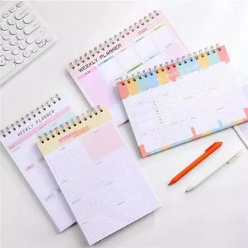Английский Повестка дня Книга Список дел A5 Спиральные блокноты Портативный еженедельный планировщик Школа One Size