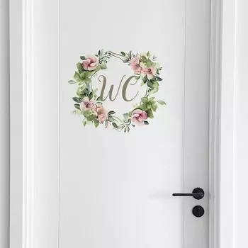 Английский слоган венок туалет туалет дверь прикреплены украшение дома настенные наклейки самоклеящиеся 25*29CM/fun-f17
