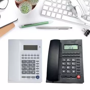 Английский телефон с дисплеем вызывающего абонента Домашний офис Не нуждается в батарее Телефон с большими кнопками Простой стационарный телефон чёрный