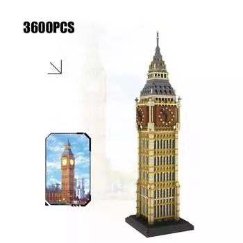 Англия Лондон Биг Бен Строительные кирпичи Башня Елизаветы Микро Алмазный блок Всемирно известные архитектуры Нанокирпичи Игрушки Коллекция