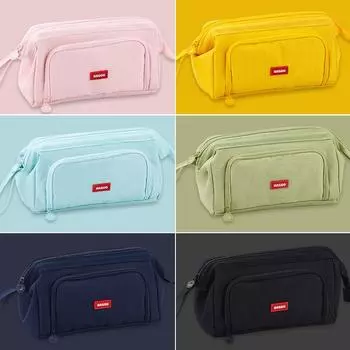 Angoo с несколькими карманами, сумка для ручек, пенал, холст, большая емкость, сумка для хранения с ручкой, органайзер