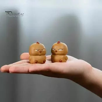 Angry Chicken Tea Pet Фиолетовая глиняная фигурка птицы ручной работы Чайные аксессуары Кунг-фу Чайное украшение для любителей чая Домашний декор Chick