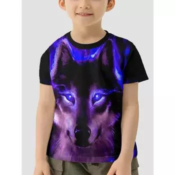 Anima Wolf Детская одежда Одежда для мальчиков Футболки для детей Футболка для мальчика Детская футболка Топы с коротким рукавом 2025 Дети 100cm