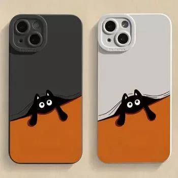 Анимационный модный милый мягкий телефон для Iphone Max XR 8 Pro X 11 13 XS Plus 6s 12 Mini 6 14 7, силиконовый, силиконовый, прямой, мягкий чехол из ТПУ for Iphone 11 чёрный