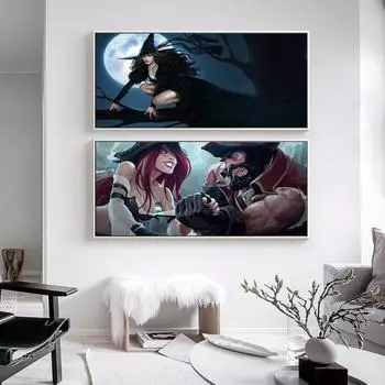 Анимация картина маслом сексуальная ведьма искусство холст картина гостиная коридор офис украшение дома фреска без рамки 20*40cm