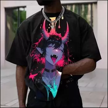 Анимация Мужская футболка Сексуальный персонаж 3D Печатный короткий рукав футболки для мужчин Уличная одежда Оверсайз Мужская одежда Топы Свободная футболка S