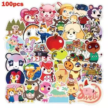 Animal 100pcs Crossing Game Stickers Skateboard Fridge Laptop Bike Luggage Stick 100pcs