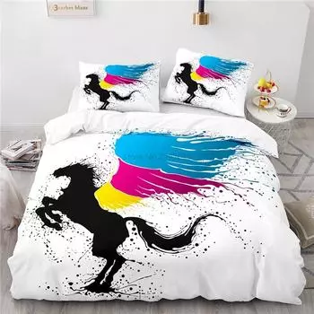 Animal Art Horse Painting 3d Bedding Set Print Duvet Cover Sets with Pillowcases Home Textile Single Double Queen King Bed Linen 135x200cm