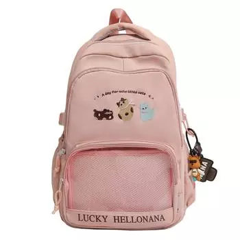 Animal Backpack Junior High School Student Schoolbag Lightweight Large Capacity Backpack розовый