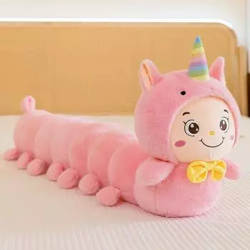 Animal Caterpillar Plush Toy Creative Strip Sleeping Pillow Large Ragdoll Birthday Gift 50cm 0.4kg розовый