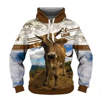 Animal Cattle 3D Printed Hoodie Sweatshirts Men Women Fashion Casual Funny Pullovers Hip Hop Hoodies XL