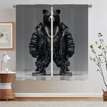 Шторы для кухни с изображением животных, салон из 2 недорогих предметов, затемняющие шторы для гостиной, тюль для кухонных перегородок W50xH70cmx2pcs-CL