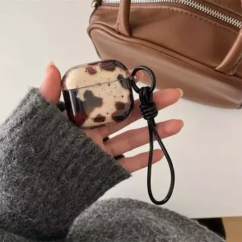 Animal Color Block Earphone Soft Case Suitable for Cute Lanyard AirPods Pro2 Apple Bluetooth Earbuds Case Airpods1/2/3/4 Generation Protective Case AirPods 3(2021) Black animal color block + lanyard
