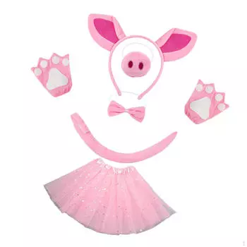 Animal Costume, Pink Hair Tires, Tutu for Party, Carnival, Halloween Pink Skirt