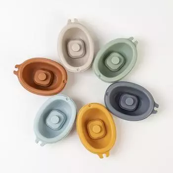 Animal Designs Baby Bath Toys Folding Tower Stacking Boat Toys Infants Toddlers 6Pcs Boats