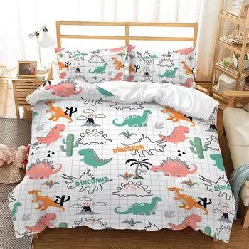 Animal Dinosaur Three-Piece Quilt Cover Children S Bedding Digital Printing Four-Piece Batch 135 * 200 (two-piece set) 90g