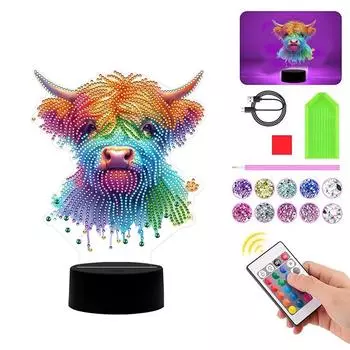 Animal DIY Diamond Painting Table Lamp with Tools 5D DIY Diamond Painting Lamp for Bedroom Living Room Home Office