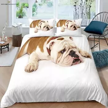 Animal Dog 3D Stereo Printing Quilt Cover Down Quilt Cover 100% Polyester Bedding Set Single Bed Kids Gift Single Bed Double Bed EU 135x200cm 2PCS