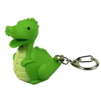 Animal Doll Dinosaur Keychain With Light LED Keychain Creative Light Sound Key Ring Kids Toy зелёный