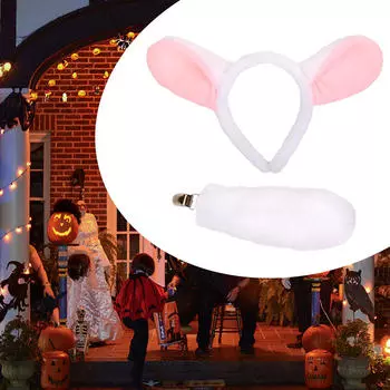 Animal Ears and Tail Set Halloween Costume for Party Props Role Playing Birthday
