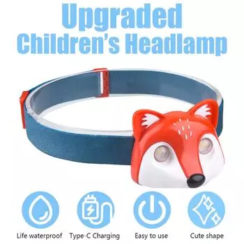 Animal Headlamp Children s Headlights Lighting LED HeadLamp Type-C Charger Camping Lantern Flashlight Creative Holiday Gifts