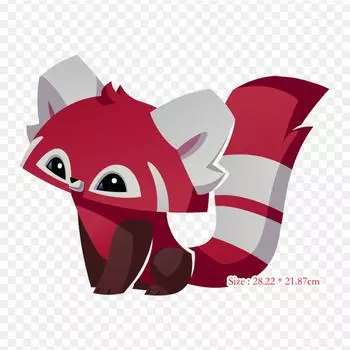 Animal Jam Play Дикие животные Красная панда Панда Красная панда Утюг на теплопередаче Печать Виниловые нашивки Наклейка для одежды DIY Аппликации Моющиеся нашивки
