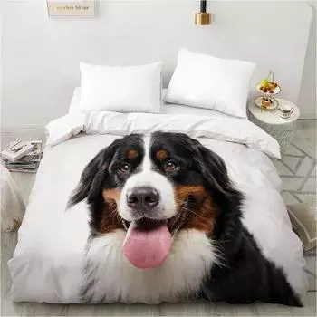 Animal Lie Down Dog Pet Bedding Set Boys Girls Twin Queen Size Duvet Cover Pillowcase Bed Adult Fashion Home Textileextile EU single(135x200cm)